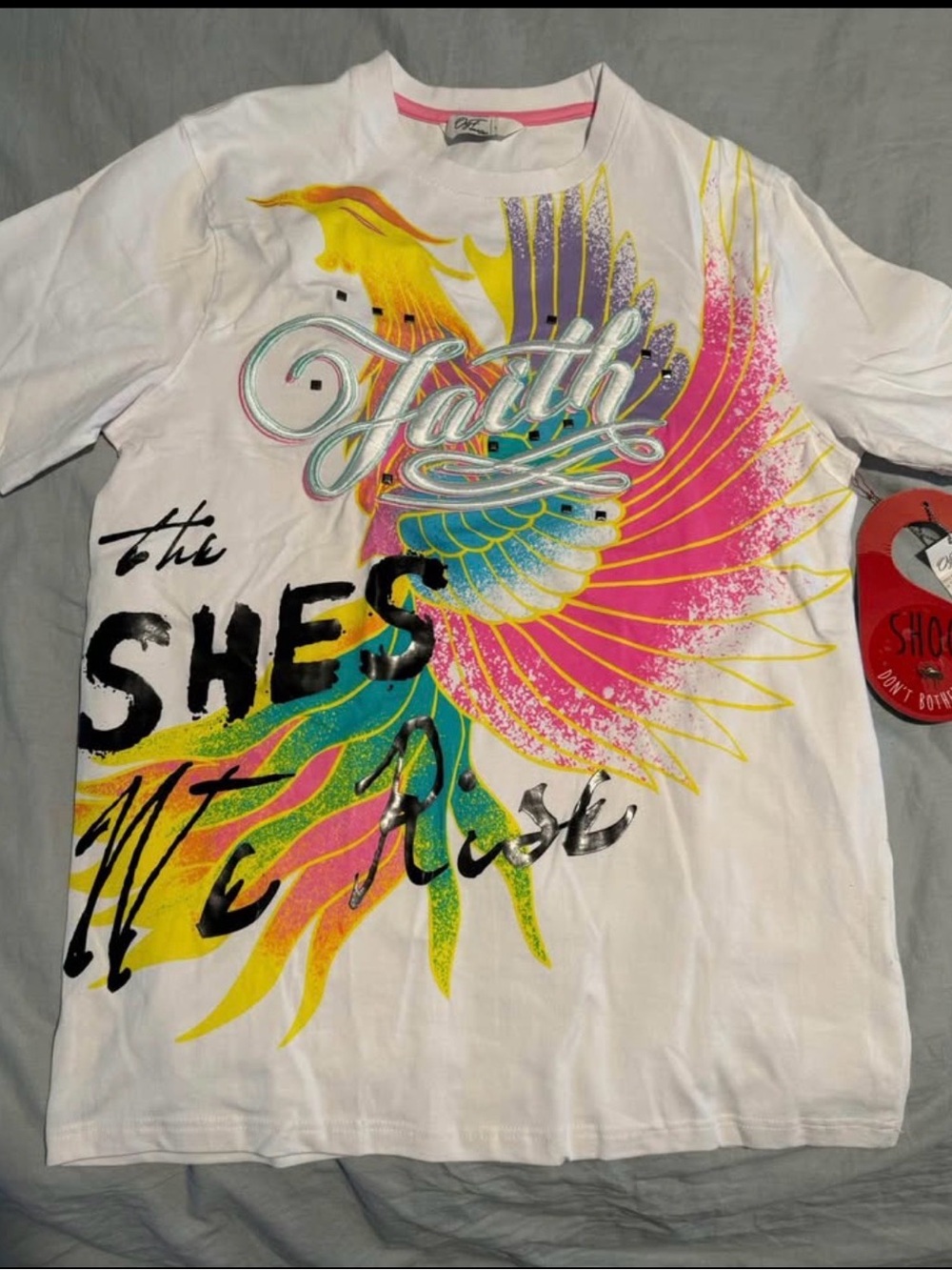 Graphic Short-Sleeve Tee - White with Multicolor Wing Print